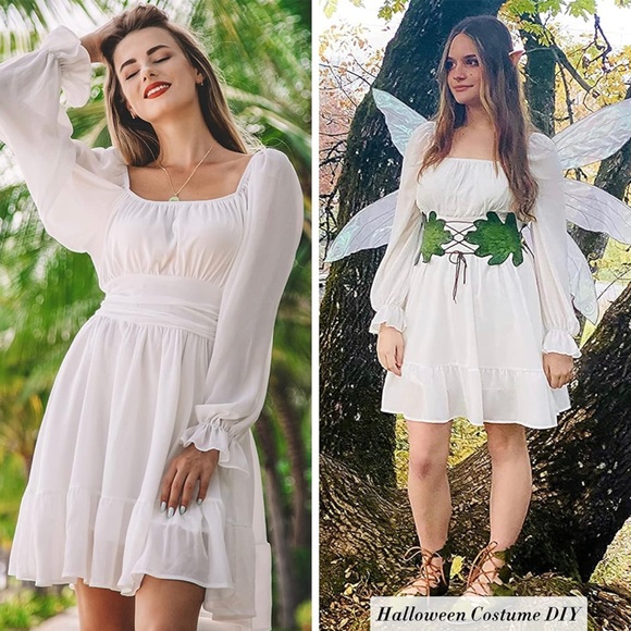 EXLURA Women A line Casual Mini Ruffle Flare Dress - Picture 3 of 6